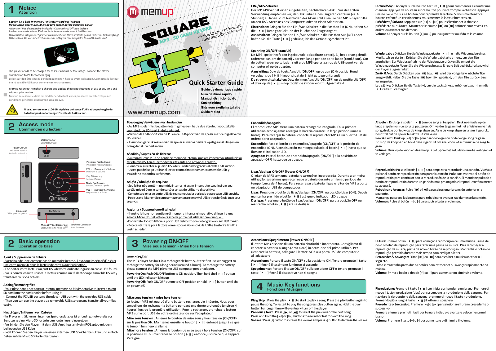 Memup Square Quick Start Guide