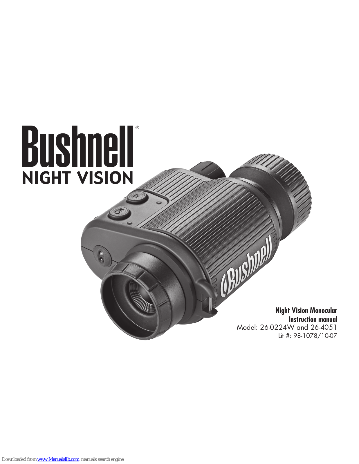 Bushnell Night Vision 26-0224W, 26-0200W, Night Vision 226-4051 Instruction Manual