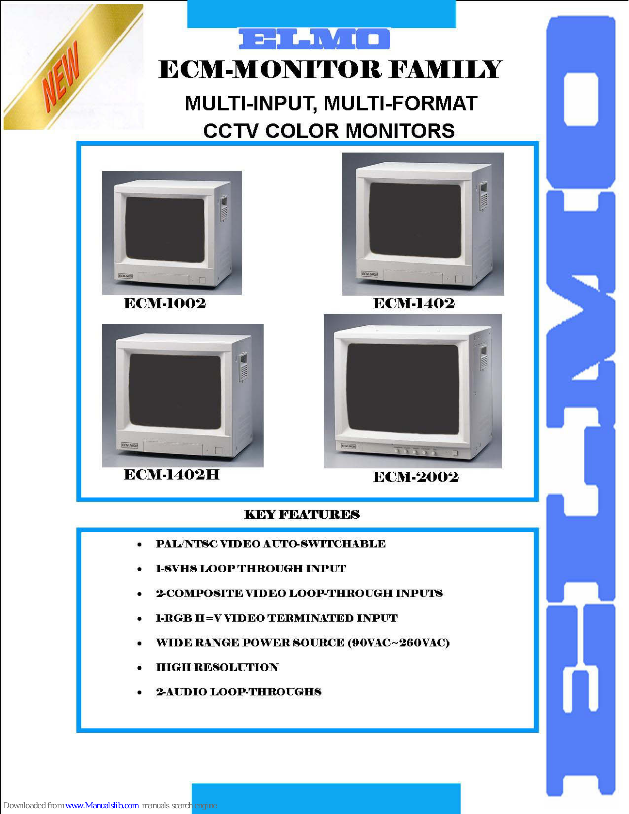 Elmo ECM-1002, ECM-1402, ECM-2002, ECM-1402H Specifications