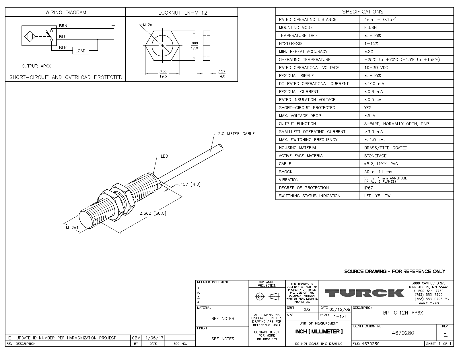 Turck BI4-GT12H-AP6X Data Sheet