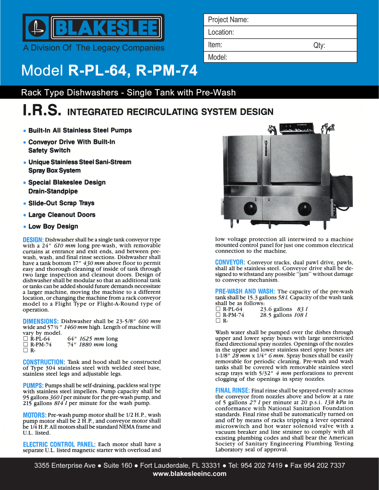 Blakeslee R-PL-64 User Manual