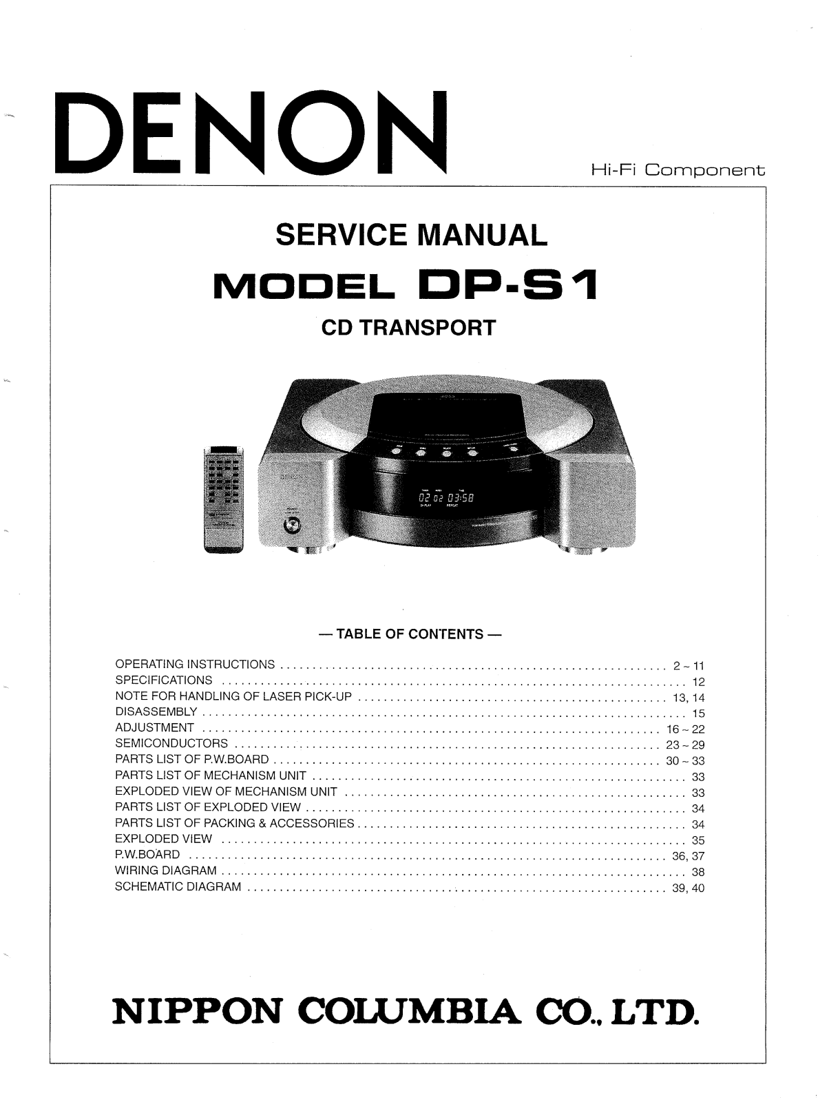 Denon DP-S1 Service Manual