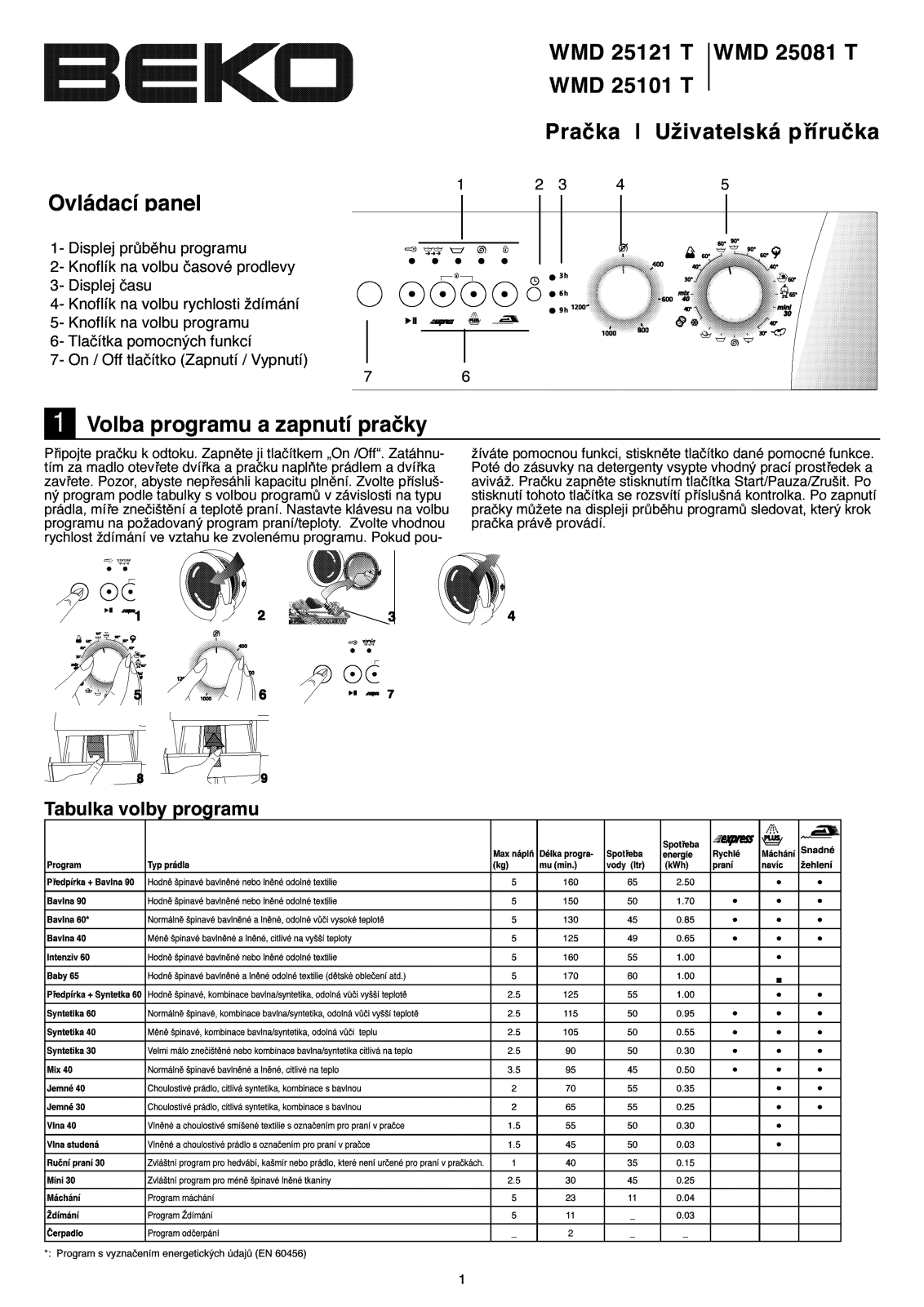 Beko WMD 25121 T, WMD 25081 T, WMD 25101 T User Manual