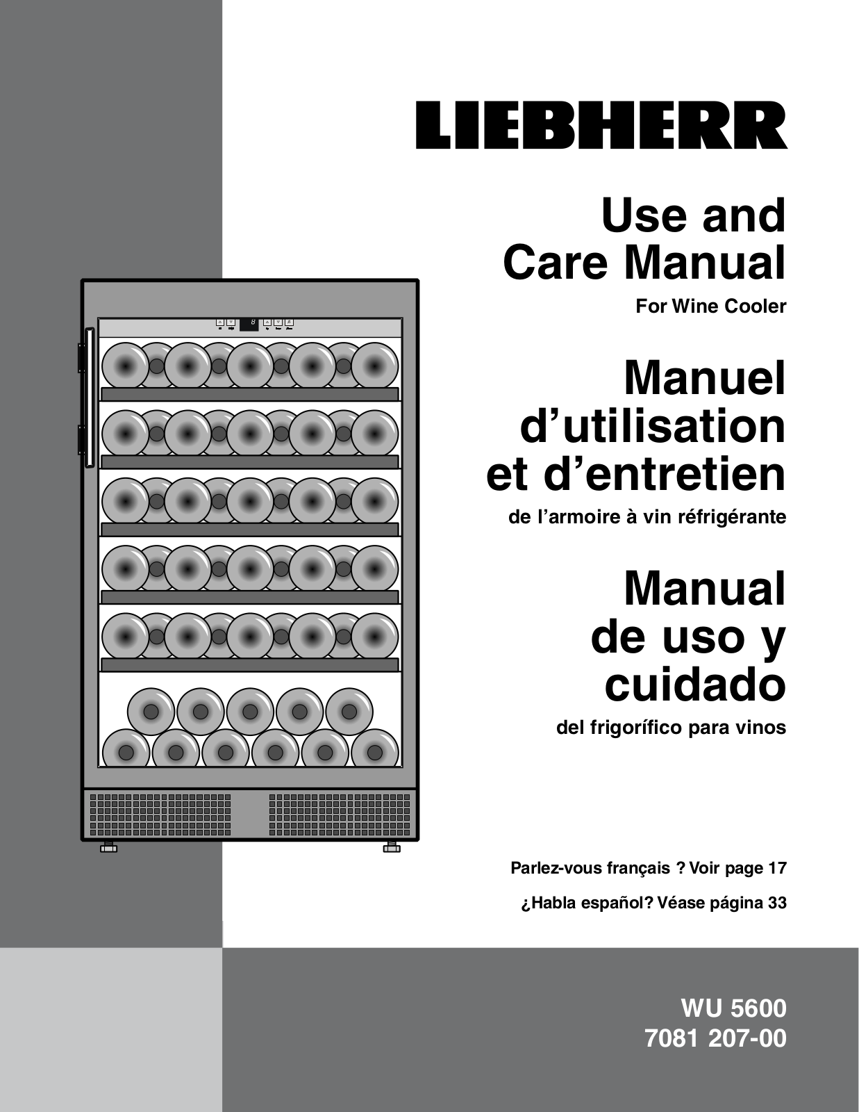 Liebherr WU5600 Use & Care Guide