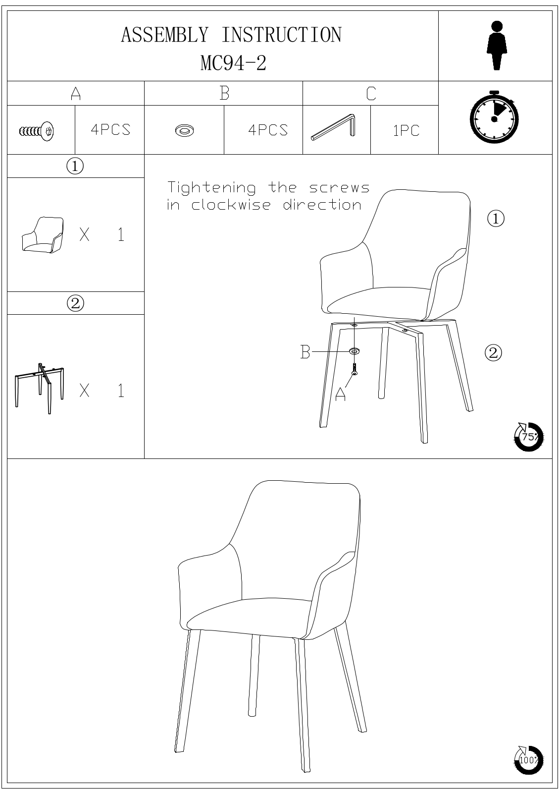 Stool Group MC94-2 ASSEMBLY INSTRUCTIONS