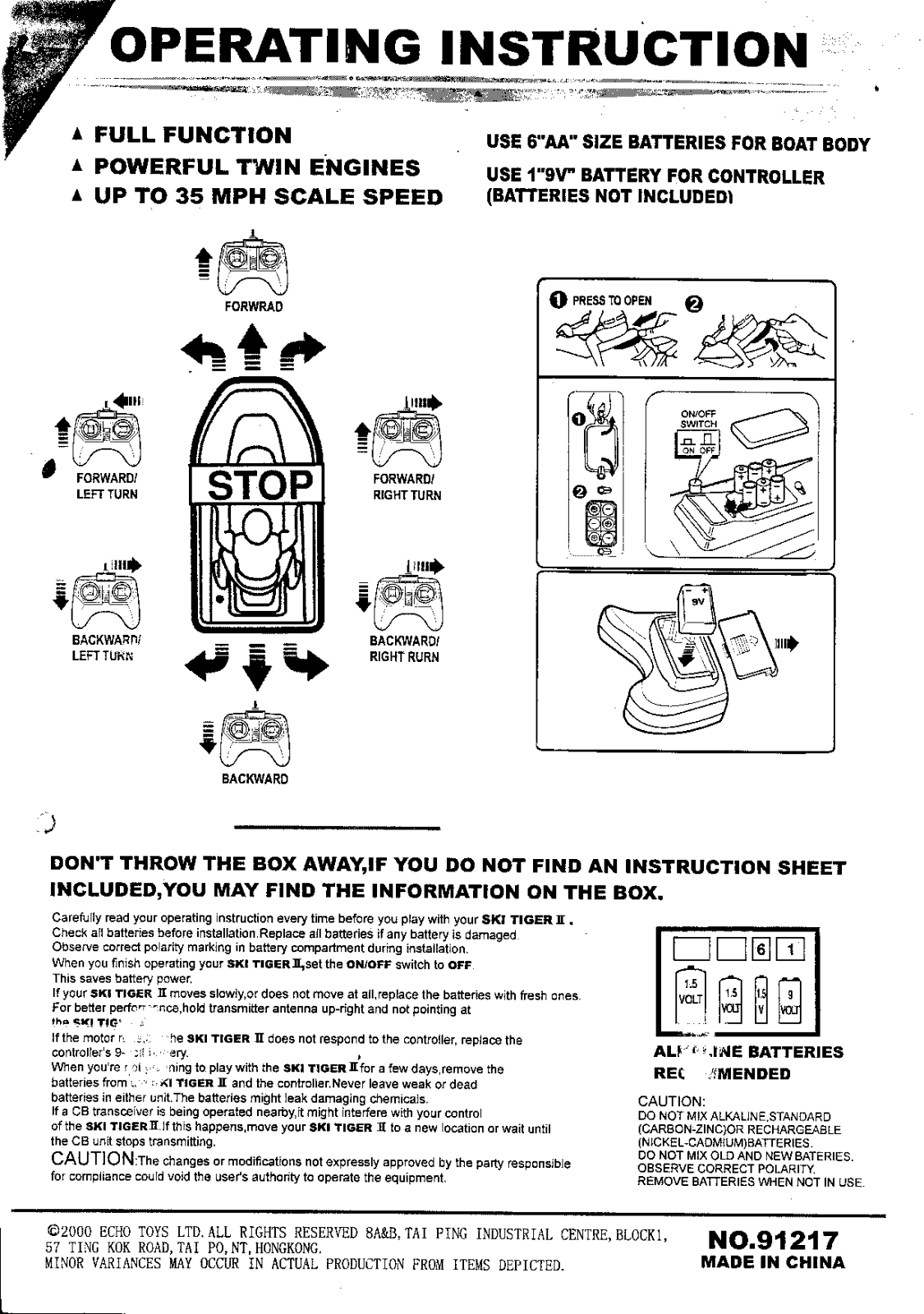 Echo Toys 26T27 Users manual