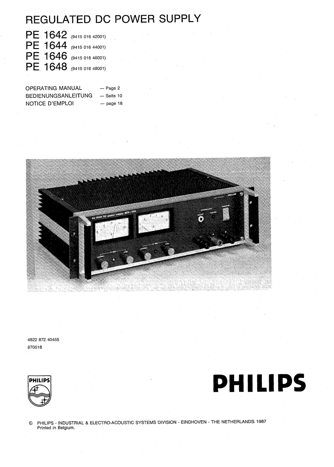Philips PE 1648, PE 1646, PE 1644, PE 1642 Service manual