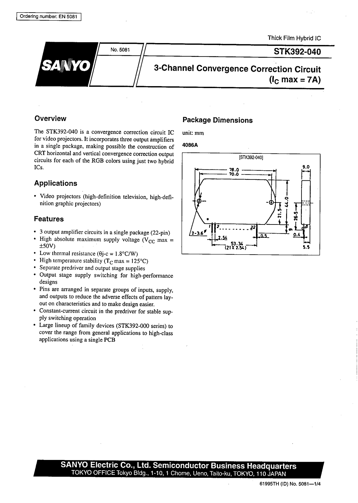 SANYO STK392-040 Datasheet