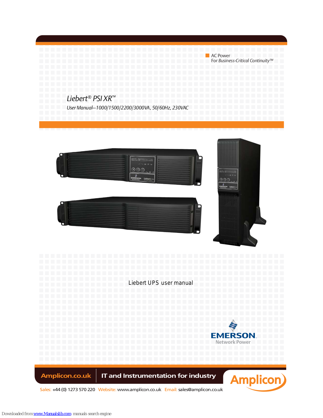 Liebert PSI XR, PS1000RT3-230XR, PS1500RT3-230XR, PS2200RT3-230XR, PS3000RT3-230XR User Manual - ManualMachine.com