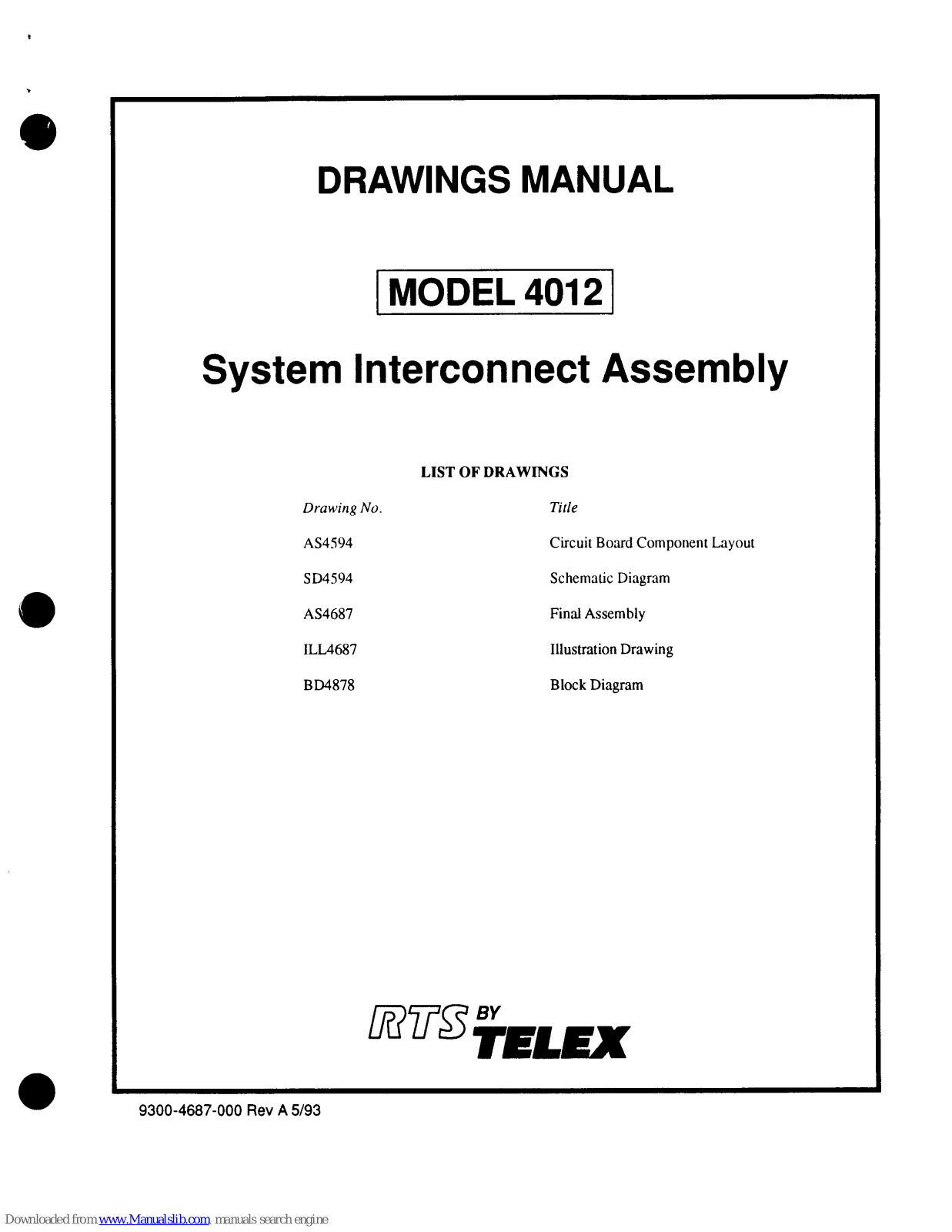 Telex 4012, RTS 4012 Drawings Manual