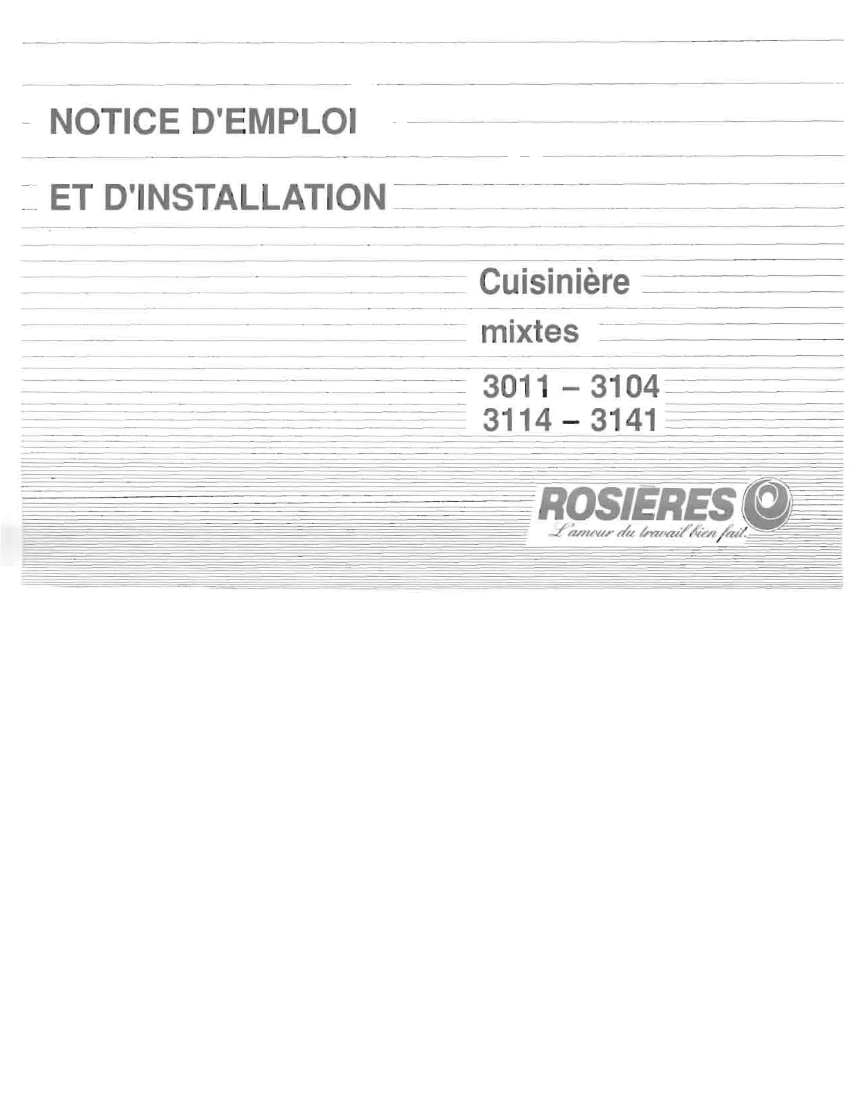 ROSIERES 3011, 3104, 3114, 3141 User Manual