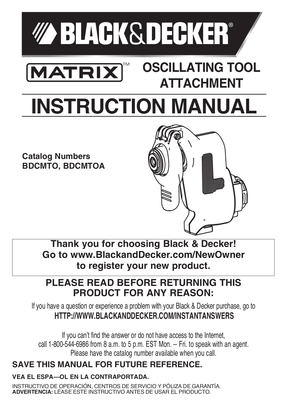 Black & Decker BDCMTO, BDCMTOA User Manual