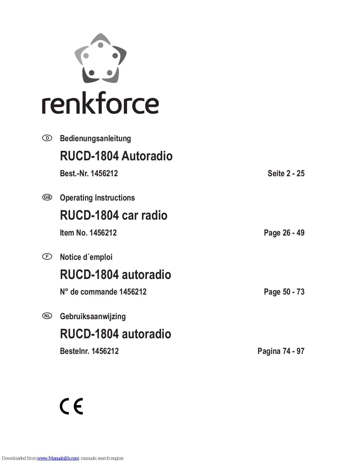 Renkforce RUCD-1804 Operating Instructions Manual