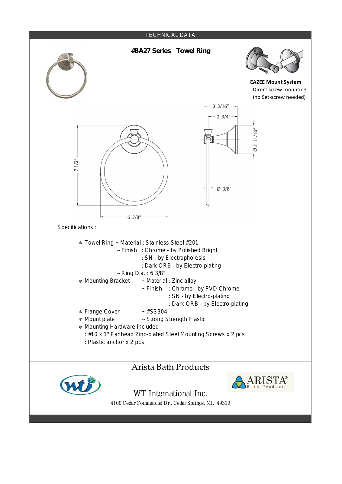 ARISTA WTIN1137 Specifications - ManualMachine.com