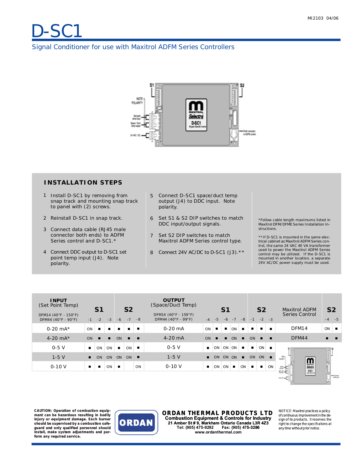 AbsolutAire D-SC1 Installation  Manual