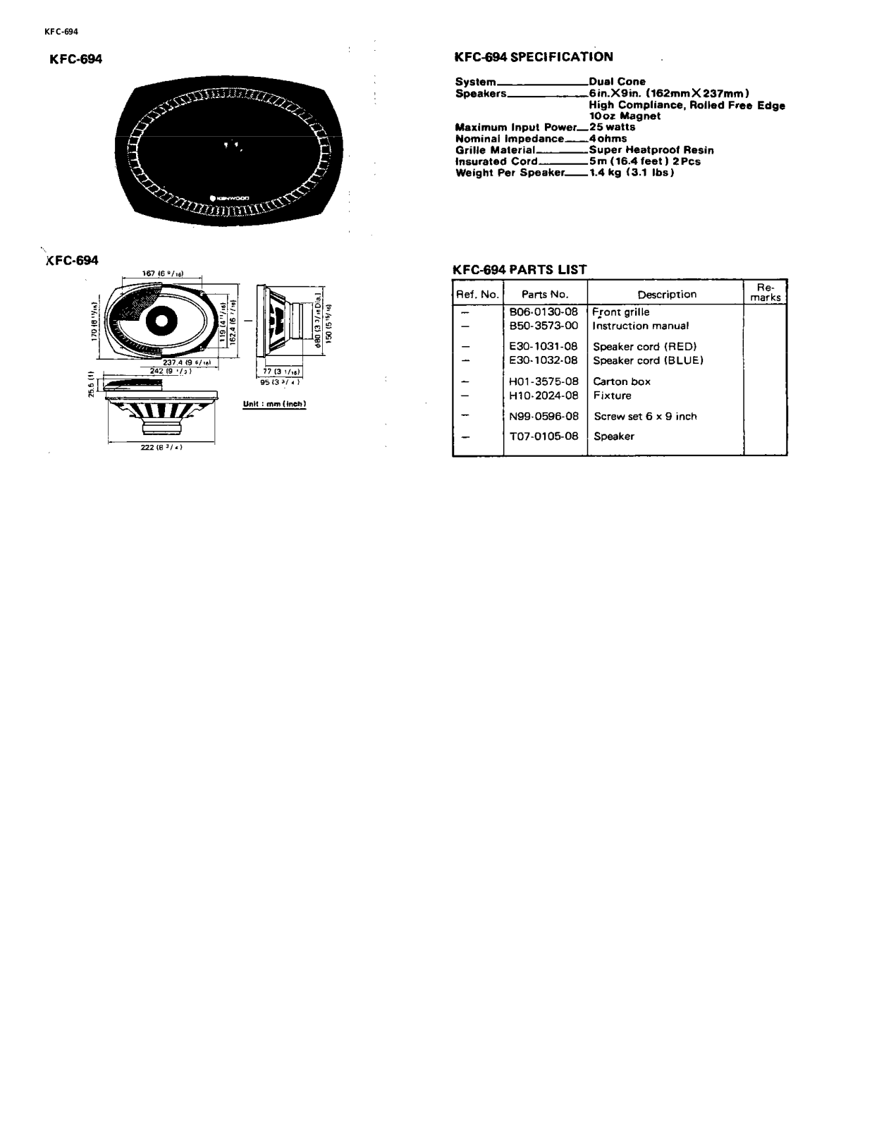 Kenwood KFC-694 Service Manual