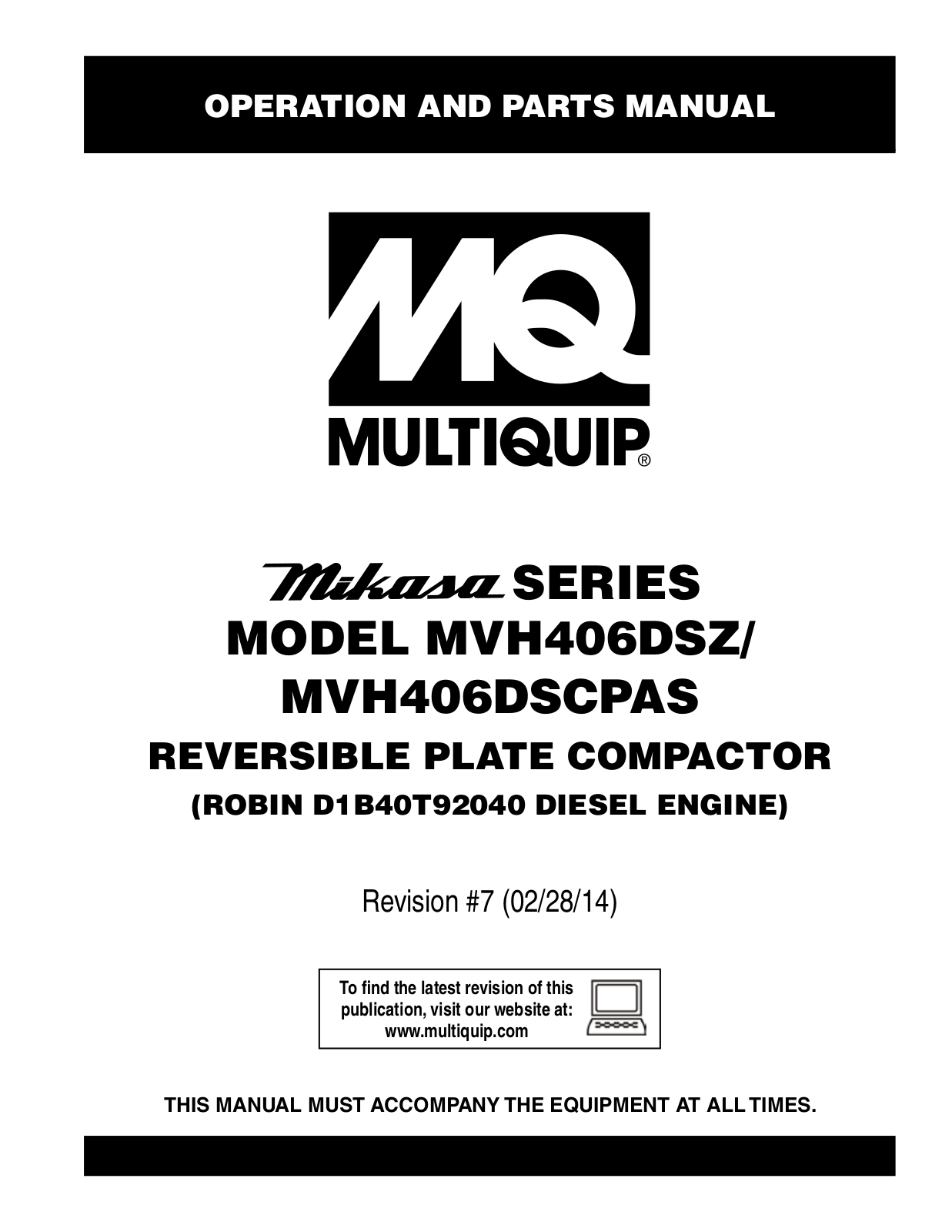 Multiquip MVH406DSCPAS, MVH406DSZ User Manual