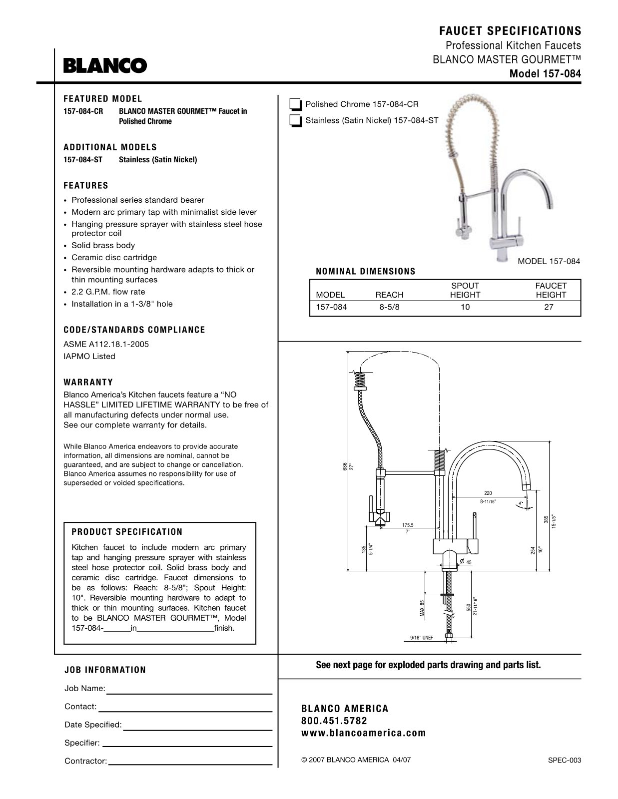 Blanco 157-084 User Manual