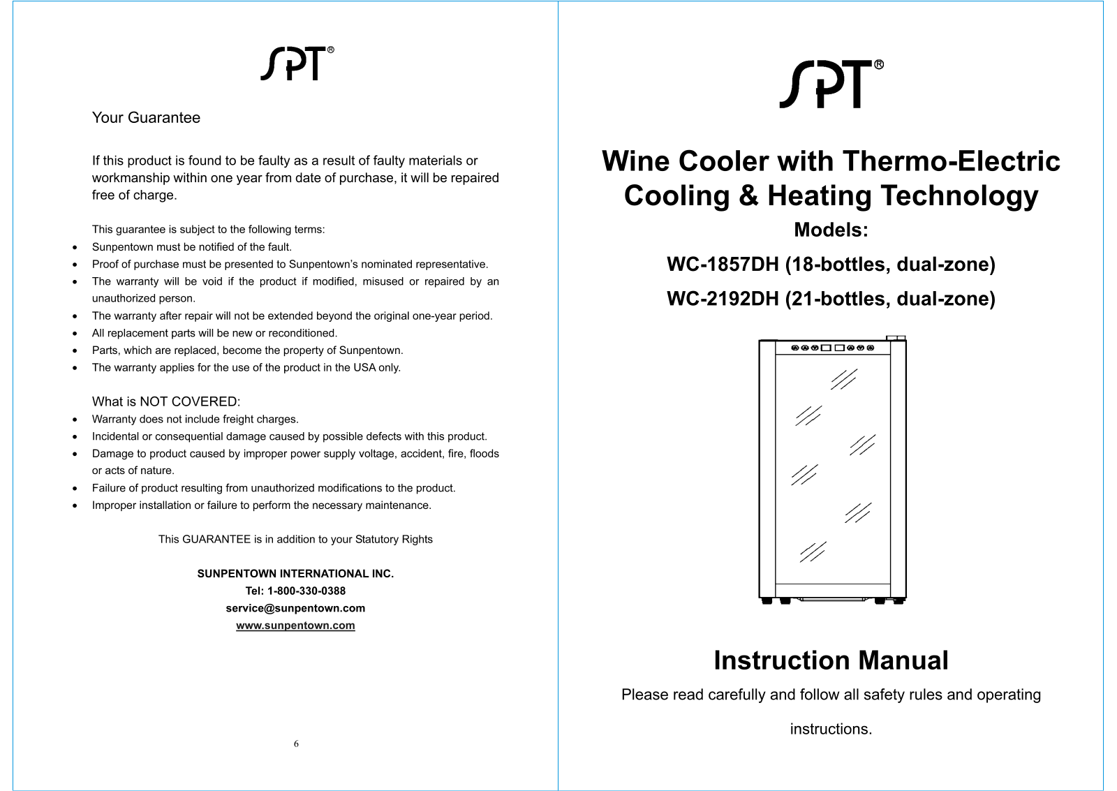 Spt WC-2192DH, WC-1857DH User Manual