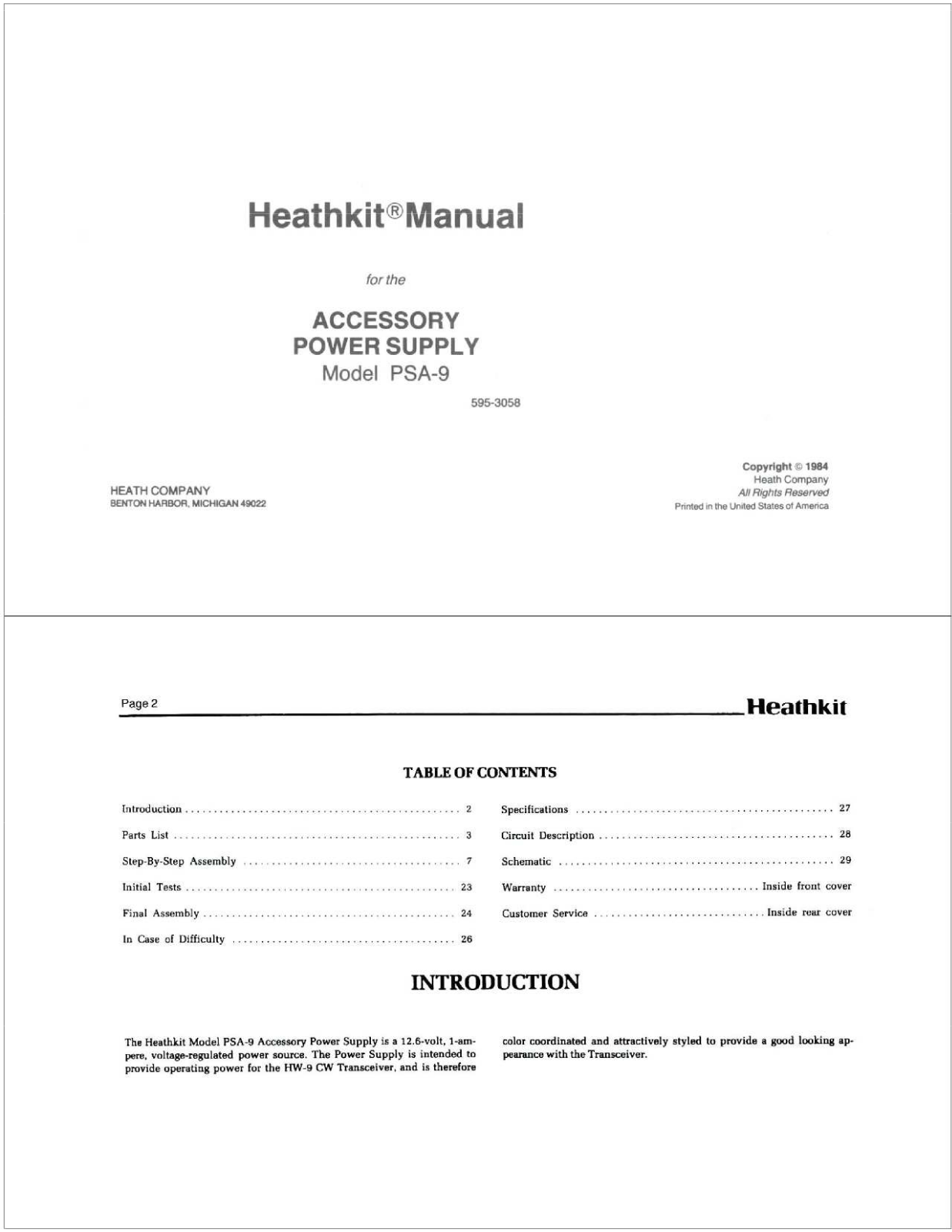 HEATHKIT PSA-9 User Manual