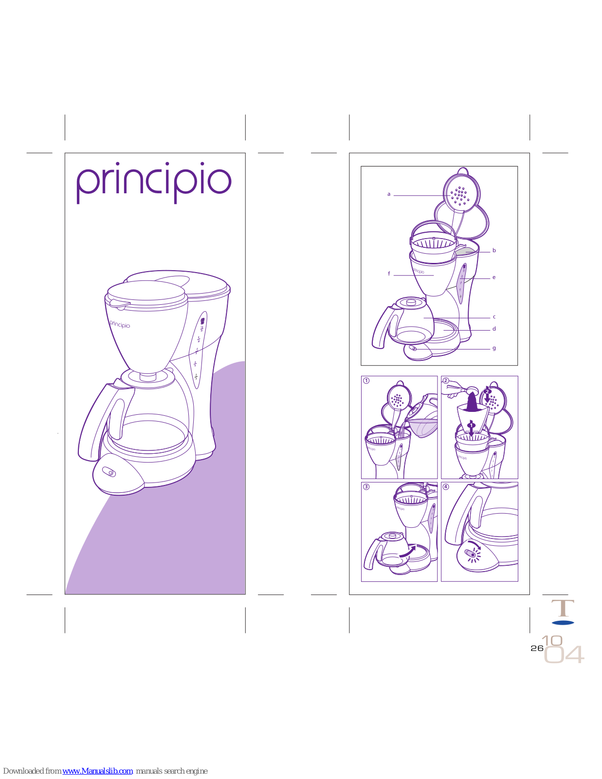 TEFAL PRINCIPIO - COFFEE MACHINE, PRINCIPIO CM 5000 User Manual