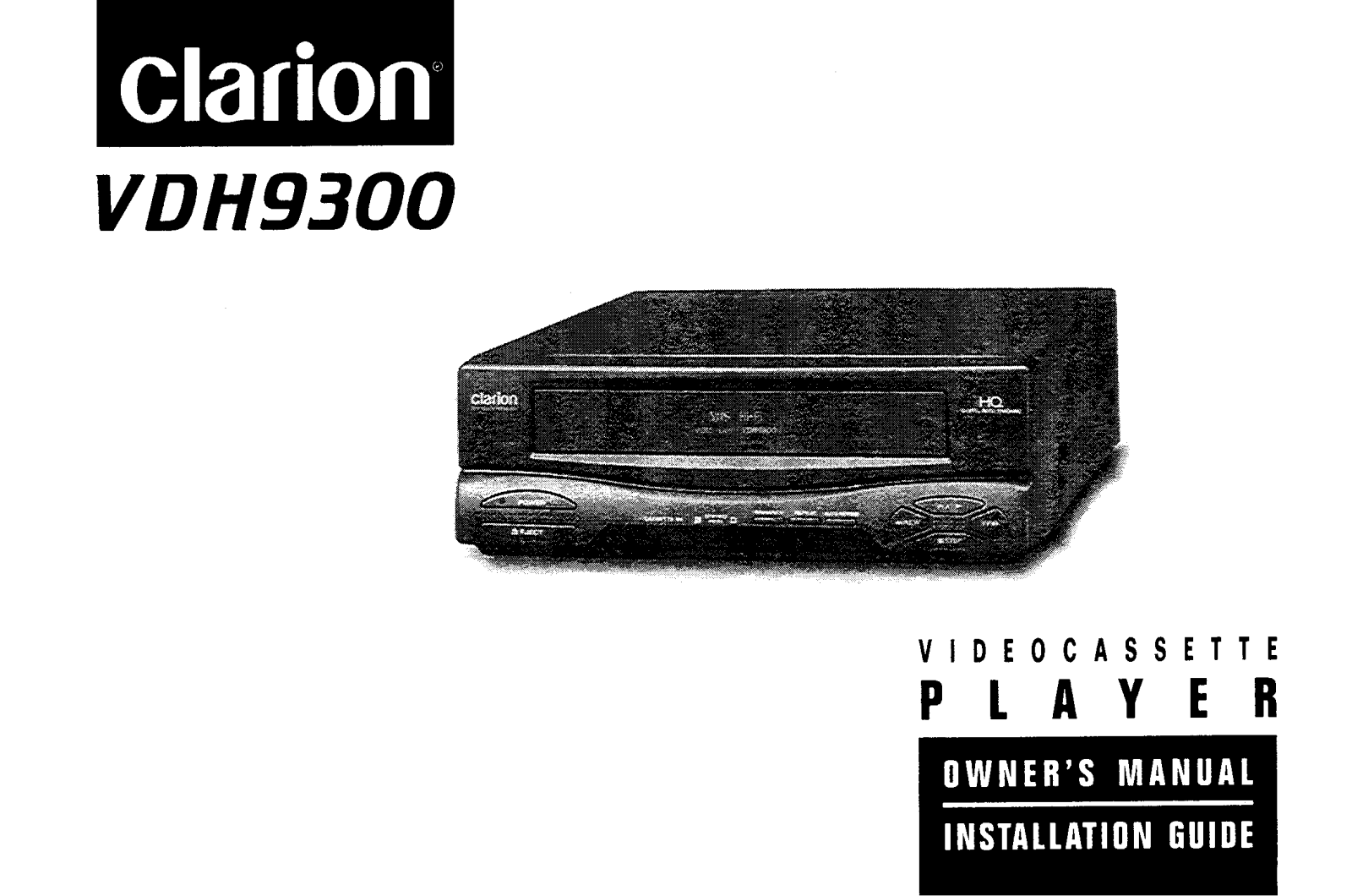 Clarion VDH9300 User Manual