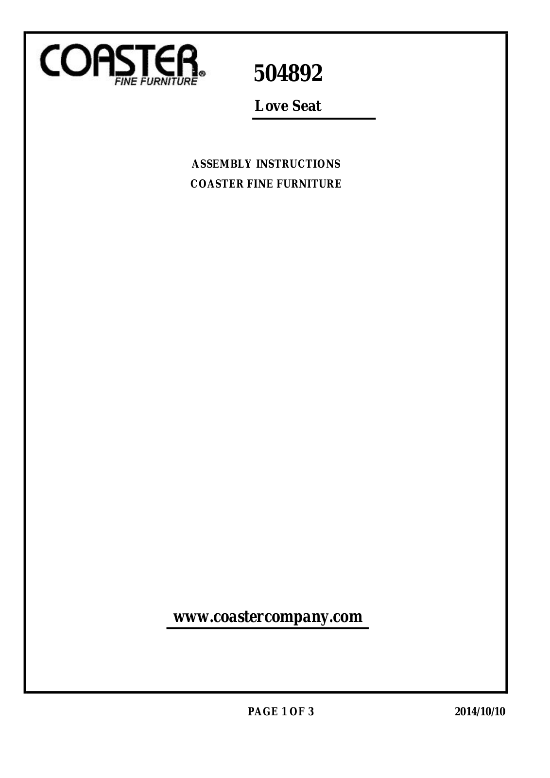 Coaster 504892 Assembly Guide