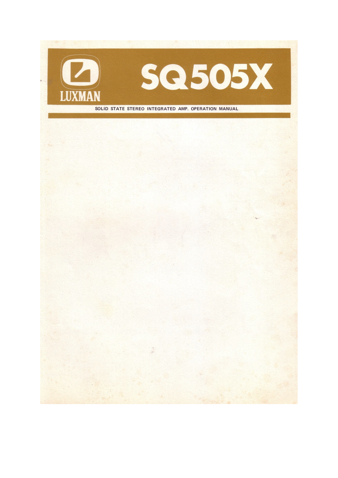 Luxman SQ-505-X Owners Manual