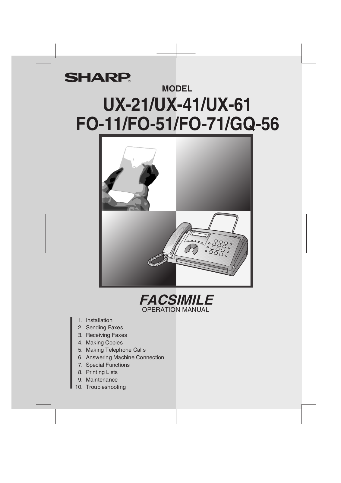 Sharp FO-11, FO-51, FO-71, GQ-56, UX-21 Operating Manual