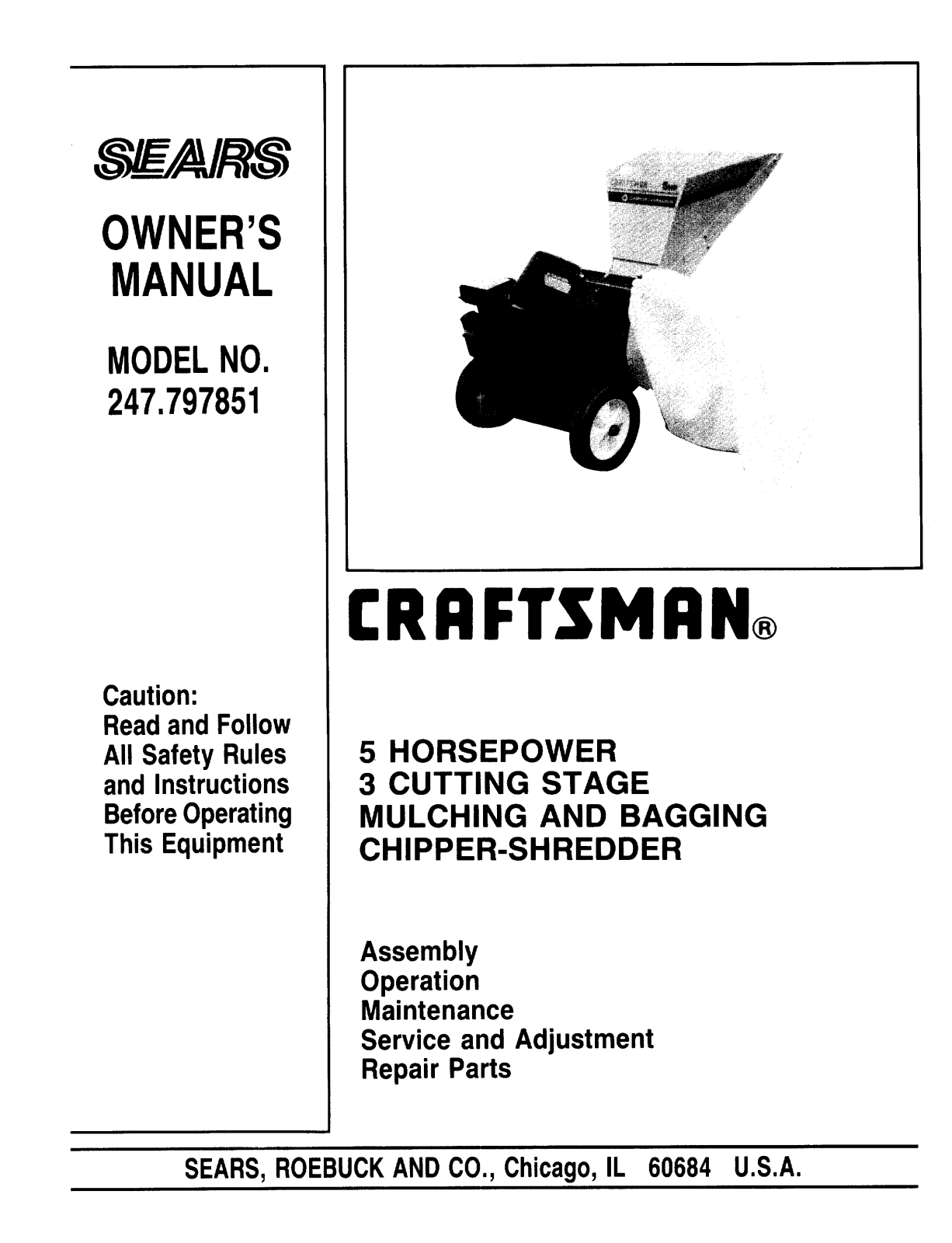 Sears 247.797851 User Manual