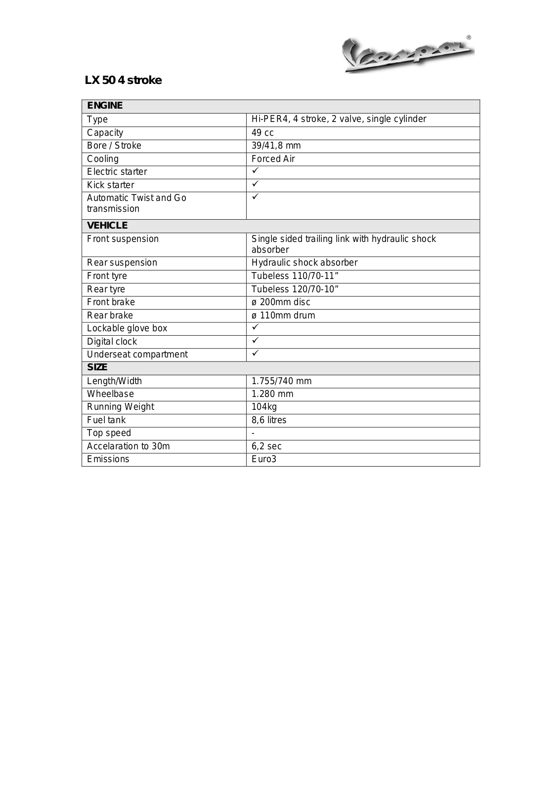 Vespa LX 50 4S User Manual