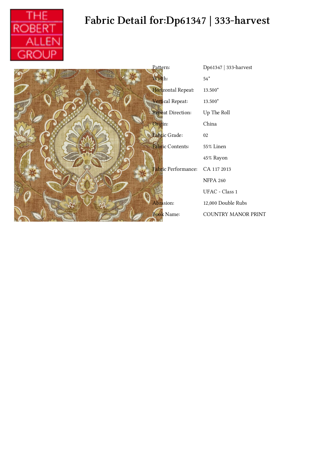 Duralee CRAL7109 Specifications - ManualMachine.com