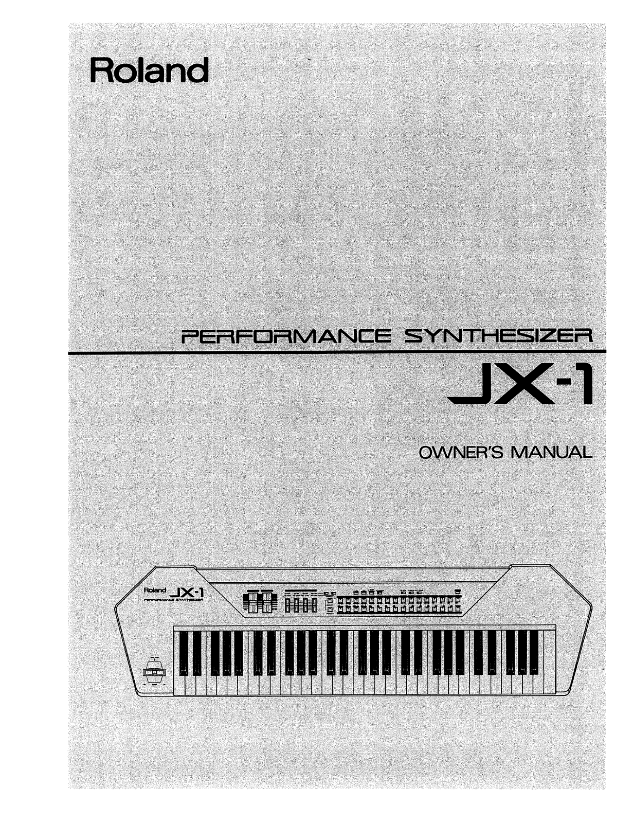 Roland Corporation JX-1 Owner's Manual