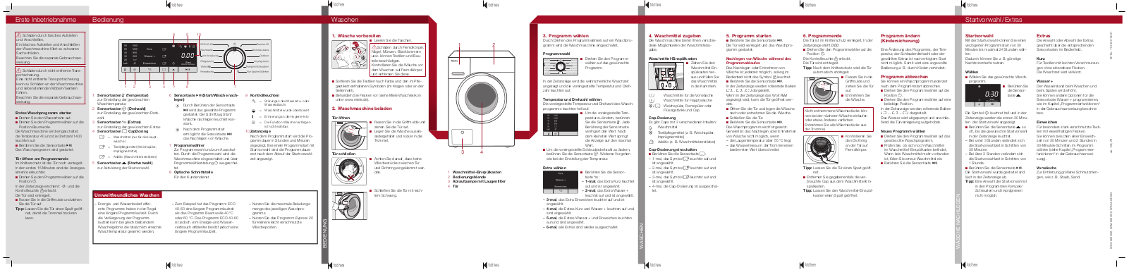 Miele WCA 020, WCA 030, WEA 025, WEA 035, WSA 023 Quick user guide