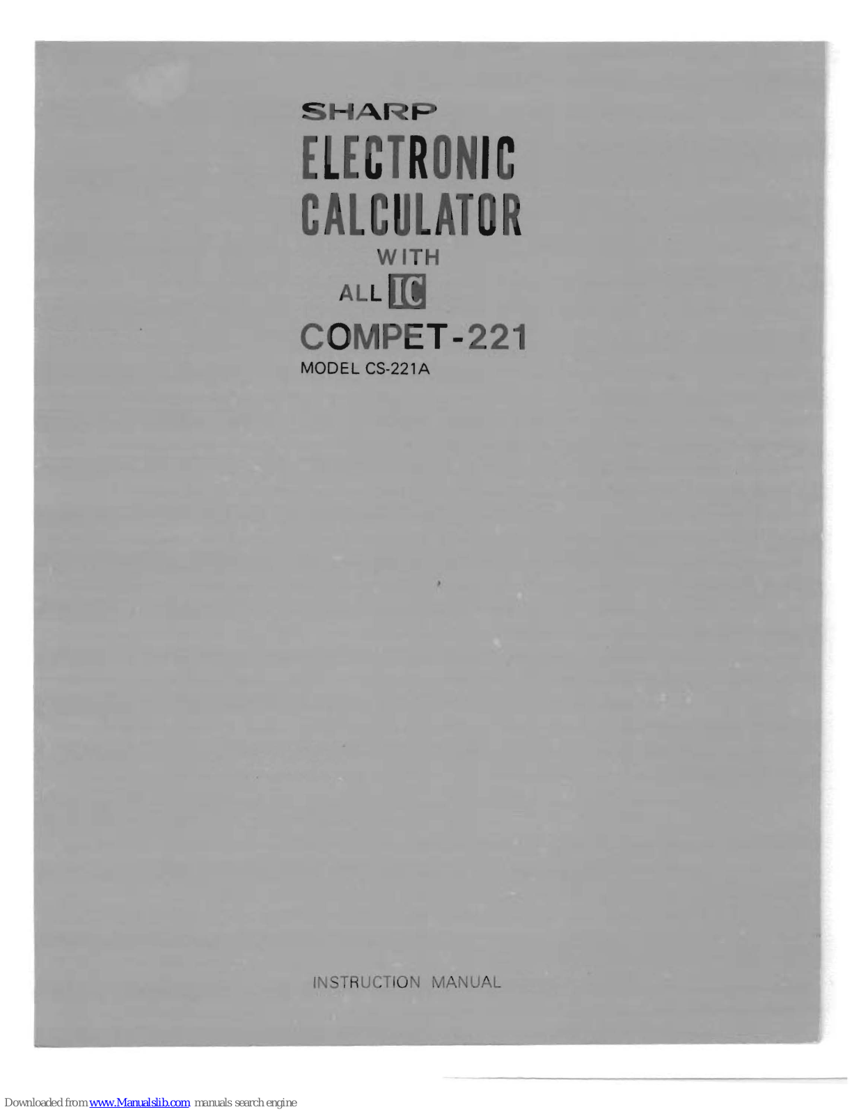 Sharp COMPET-221 CS-221A Instruction Manual - ManualMachine.com