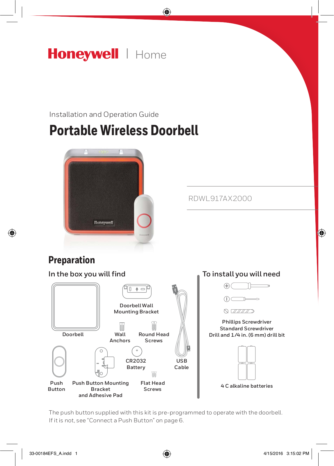 Ademco RDWL917A User Manual