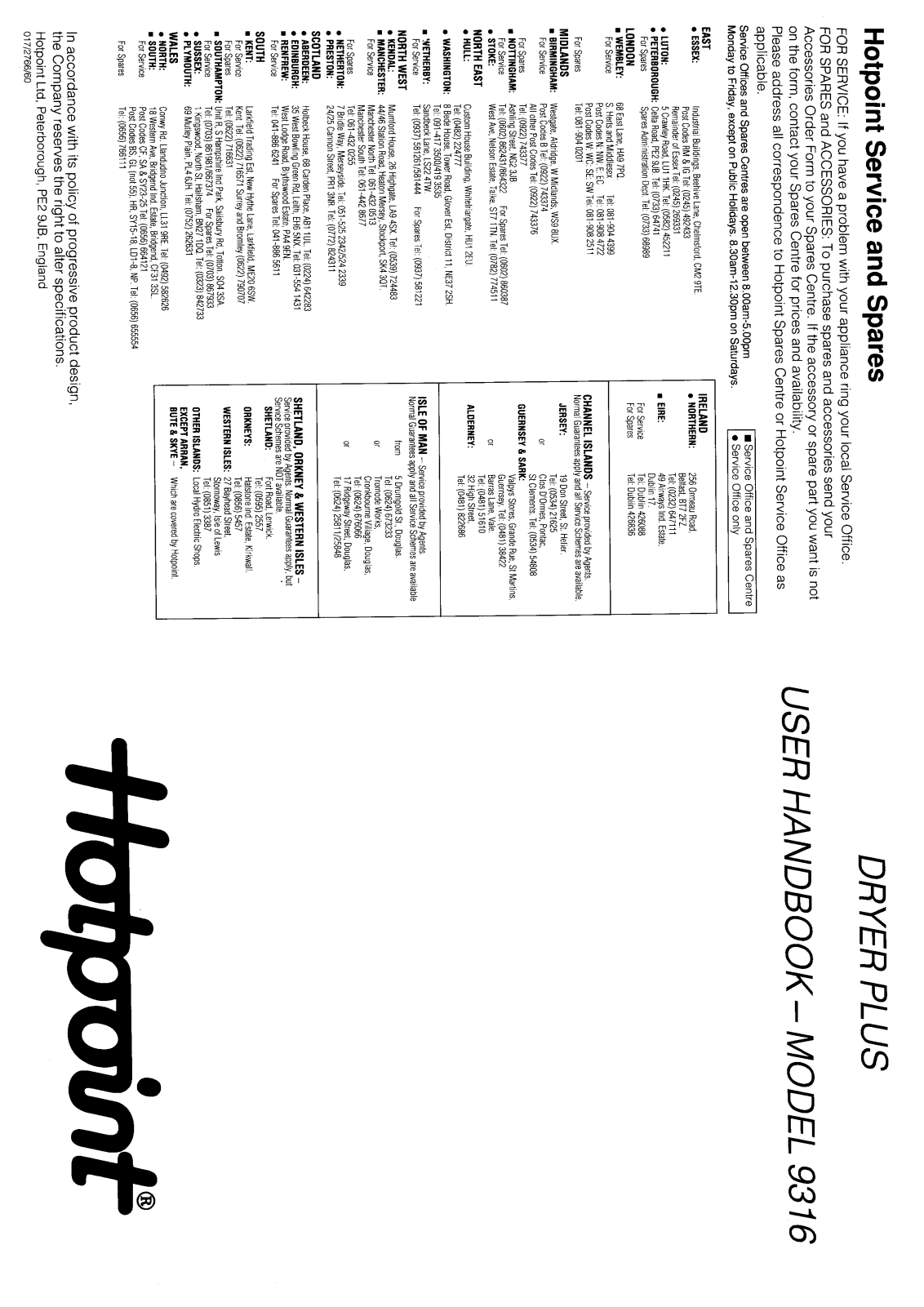 Hotpoint-Ariston HB9316 User Manual