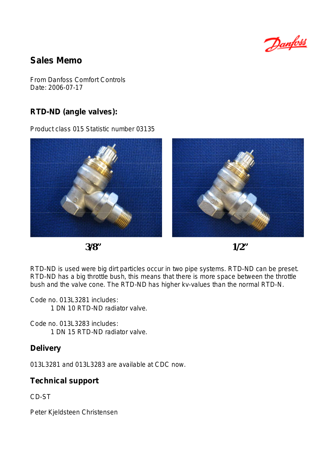 Danfoss RTD-ND Fact sheet