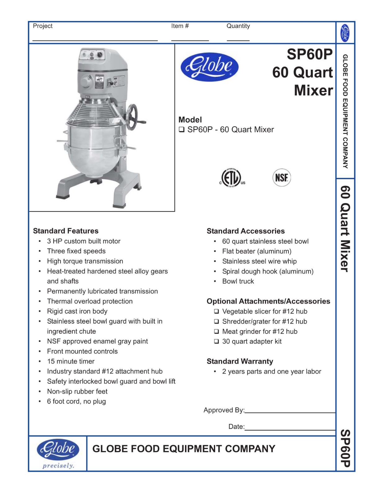 Globe SP60P User Manual