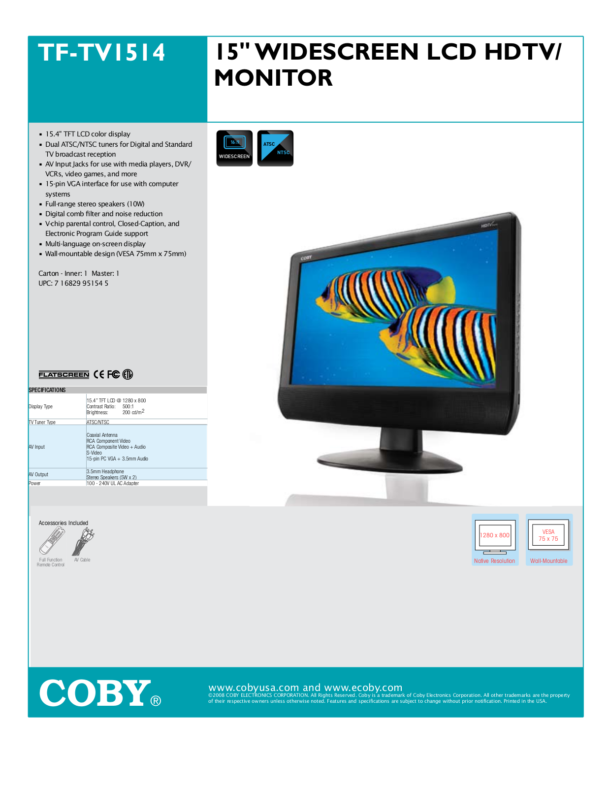 COBY electronic TF-TV1514 User Manual