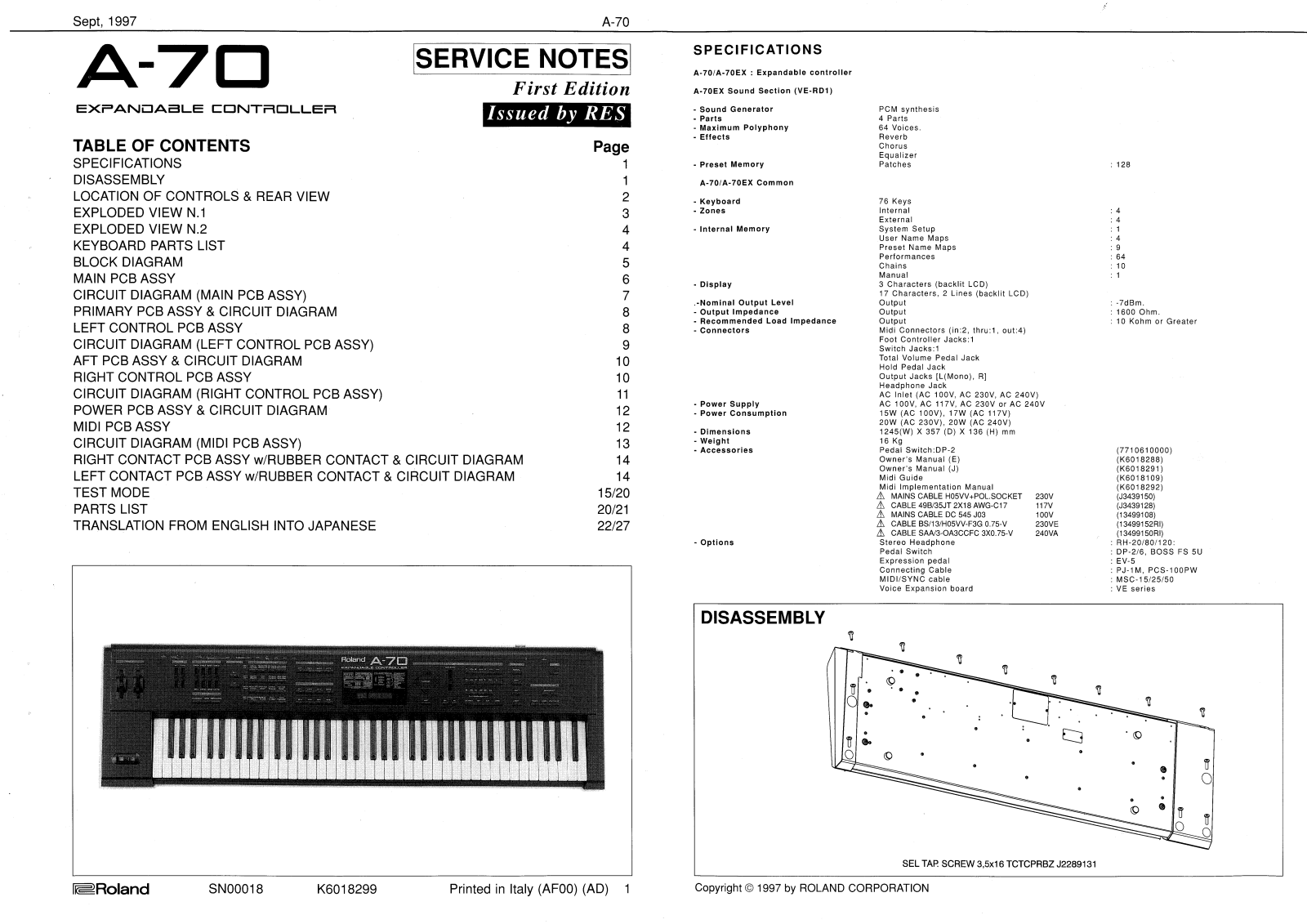 Roland A-70 Service Manual