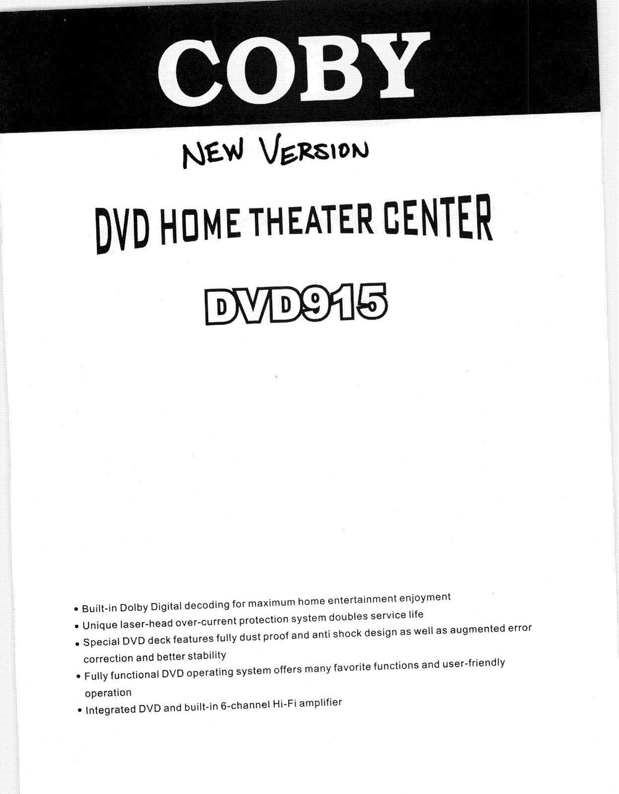 Coby Electronics DVD-915 Owners manual