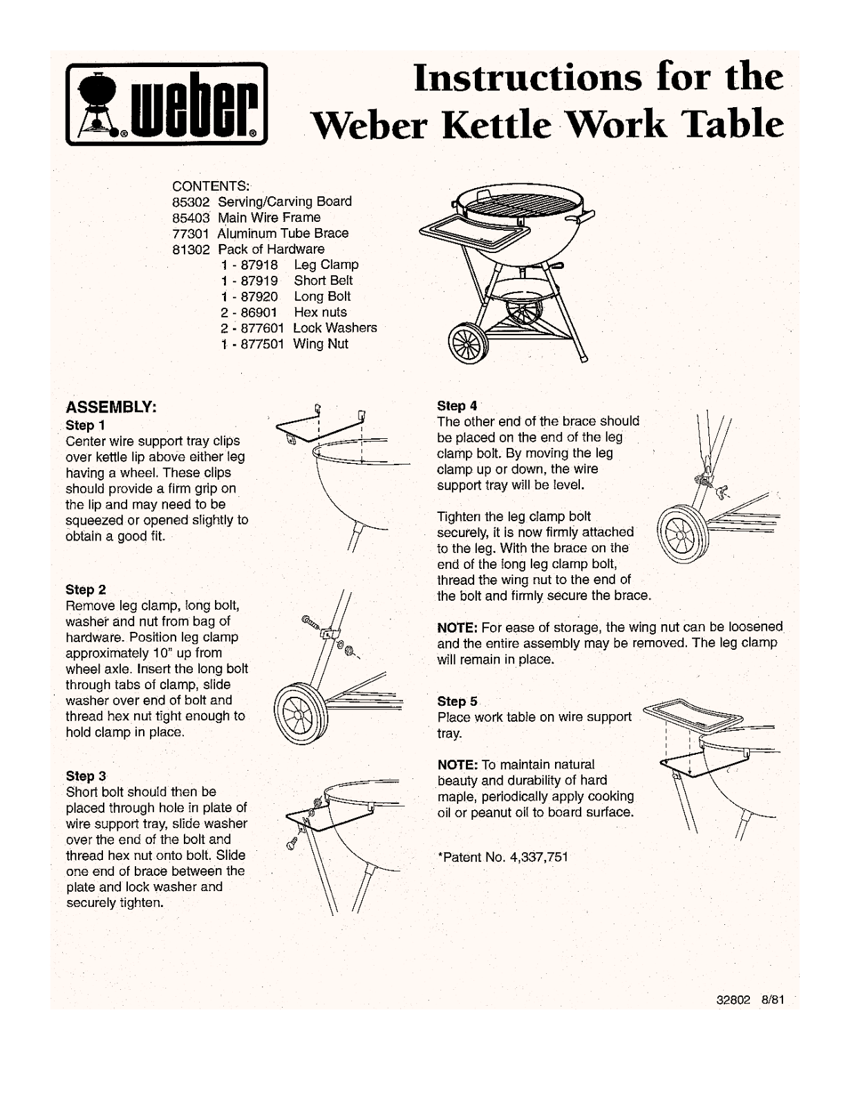 Weber Kettle Work Table Installation Instruction