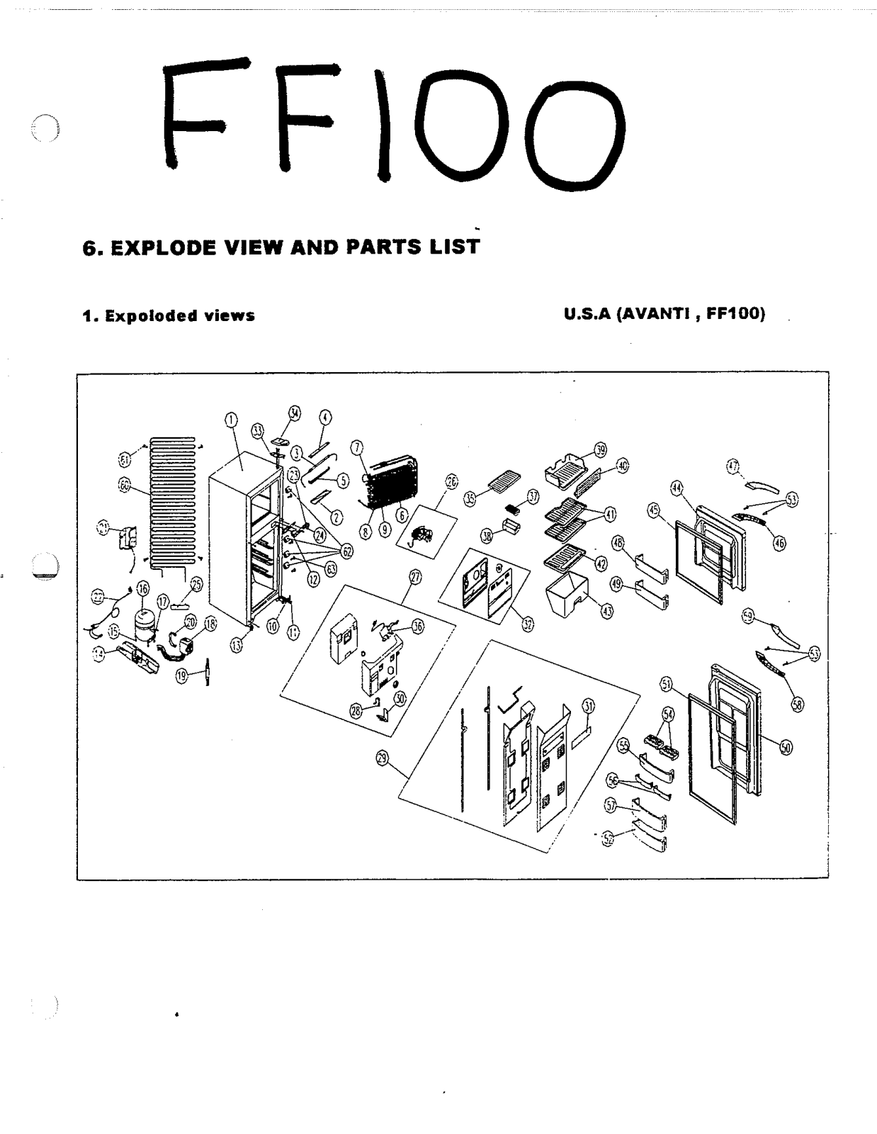 Avanti FF100 Parts List