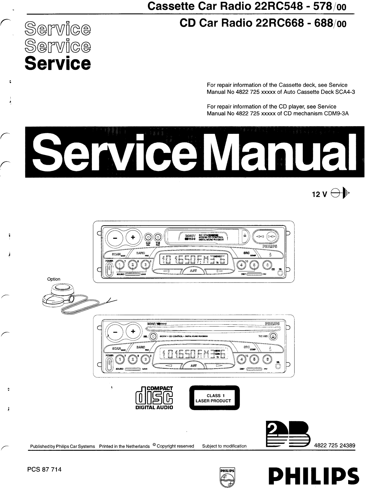 Philips RC-548, RC-578, RC-668, RC-688 Service manual