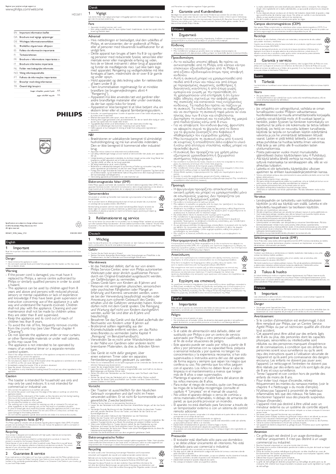Philips Tostadora User Manual
