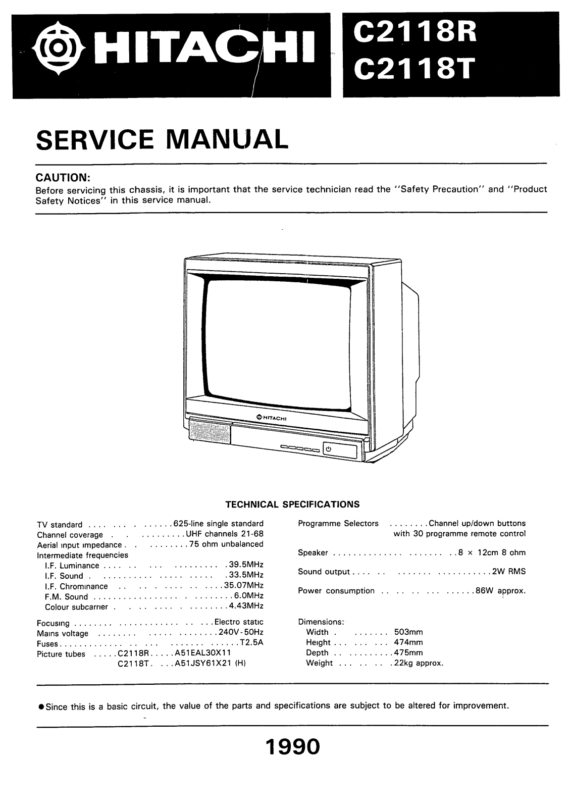 Hitachi C2118T, C2118R Schematic