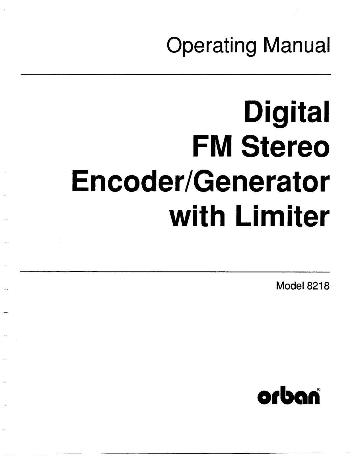 Orban 8218 User Manual