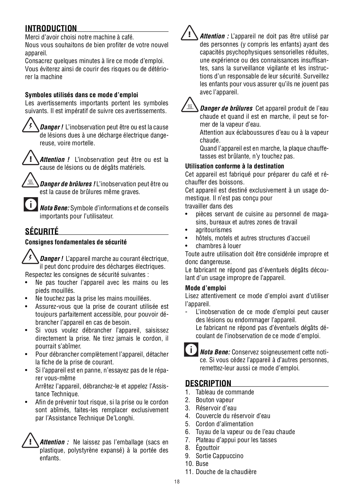 DELONGHI ECOV310.BK, ECO310B User Manual