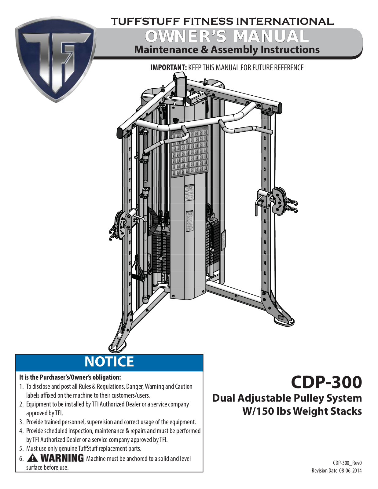 TuffStuff CDP-300 Owner's Manual